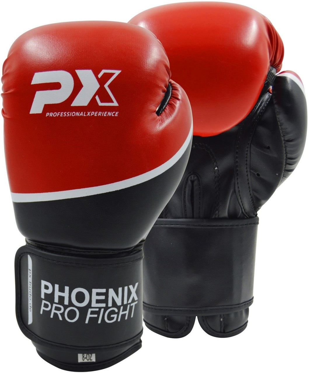 PX PRO FIGHT Boxhandschuhe PU schwarz-rot robuste Ausführung – ergonomische Passform, mit Klettverschluss