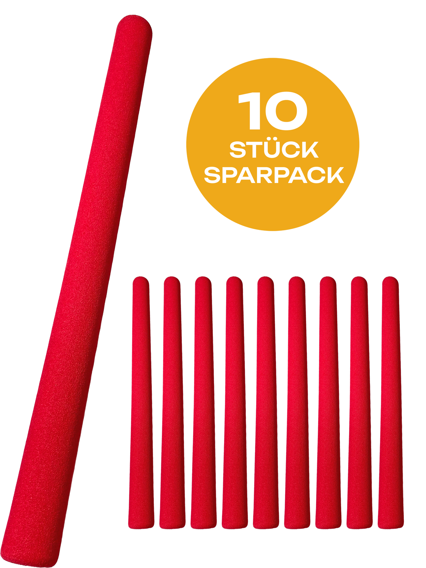 10er Pack Escrima Safety Trainingsstock 50 cm rot mit Schaumstoffbezug