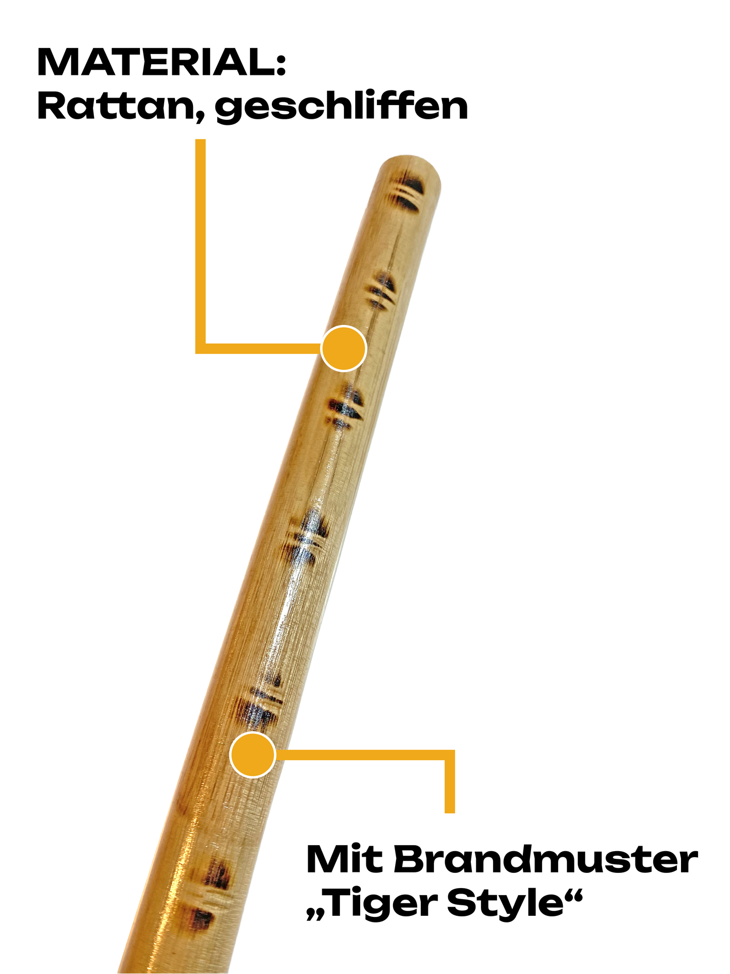10er Pack Escrima Stock Tiger Style 65 cm - Rattan Stick - Arnis Kali Waffentraining