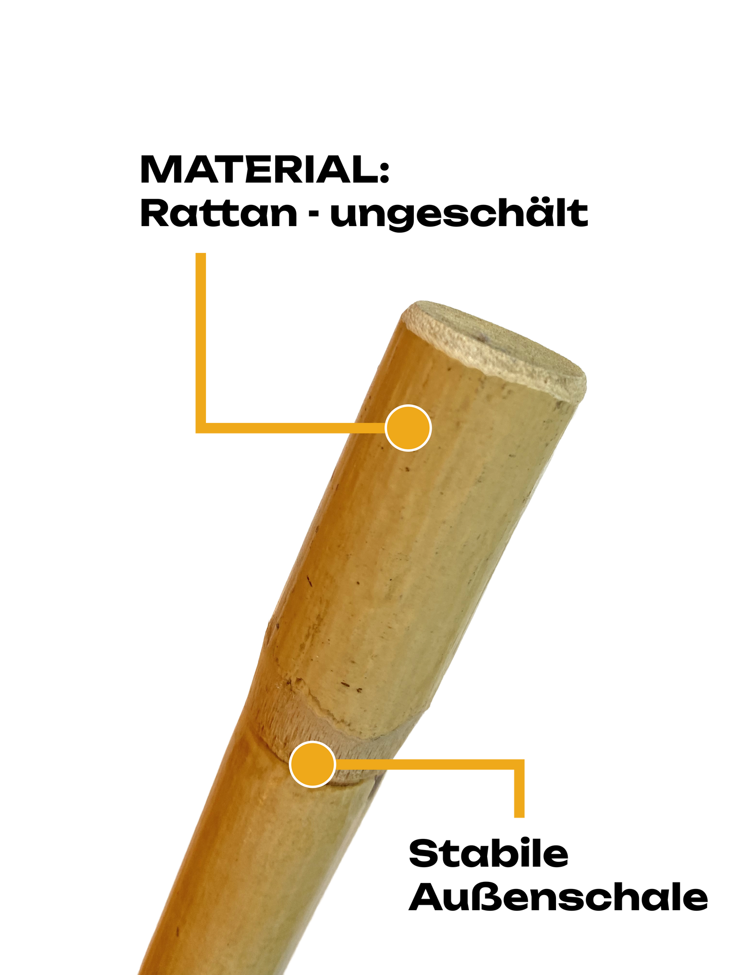 10er Pack Escrima Stock Rattan ungeschält 65 cm - Stabil mit Aussenschale - Stick Arnis Kali