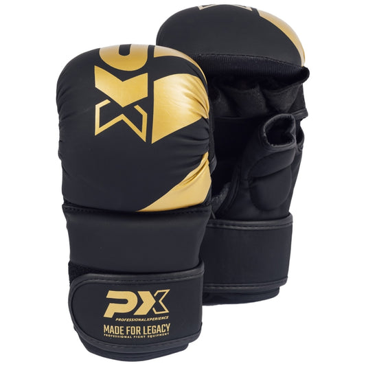 PX MMA Handschutz Leder, schwarz-gold ergonomische Passform – geeignet für