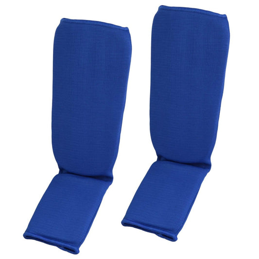 Schienbein- und Spannschoner Stoff blau ergonomische Passform – mit Klettverschluss