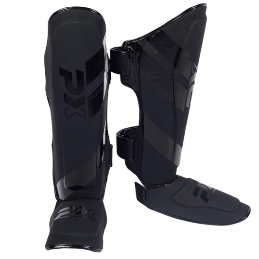 PX Schienbein-Spannschutz FIGHT PRO Kunstleder, schwarz ergonomische Passform – geeignet