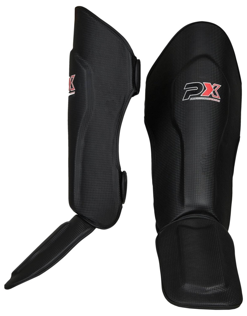 PX Schienbein-Spannschutz FIGHT PRO schwarz ergonomische Passform – mit Klettverschluss