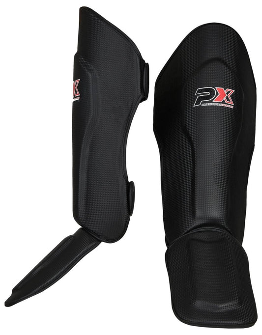 PX Schienbein-Spannschutz FIGHT PRO schwarz ergonomische Passform – mit Klettverschluss