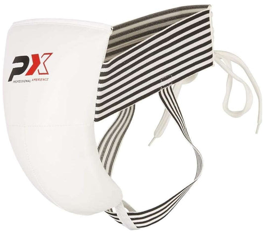 PX PU Herren-Tiefschutz weiß ergonomische Passform – mit Klettverschluss