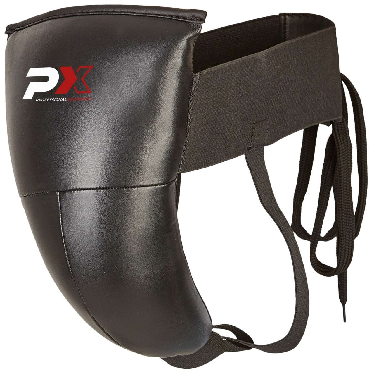 PX PU Herren-Tiefschutz schwarz ergonomische Passform – mit Klettverschluss