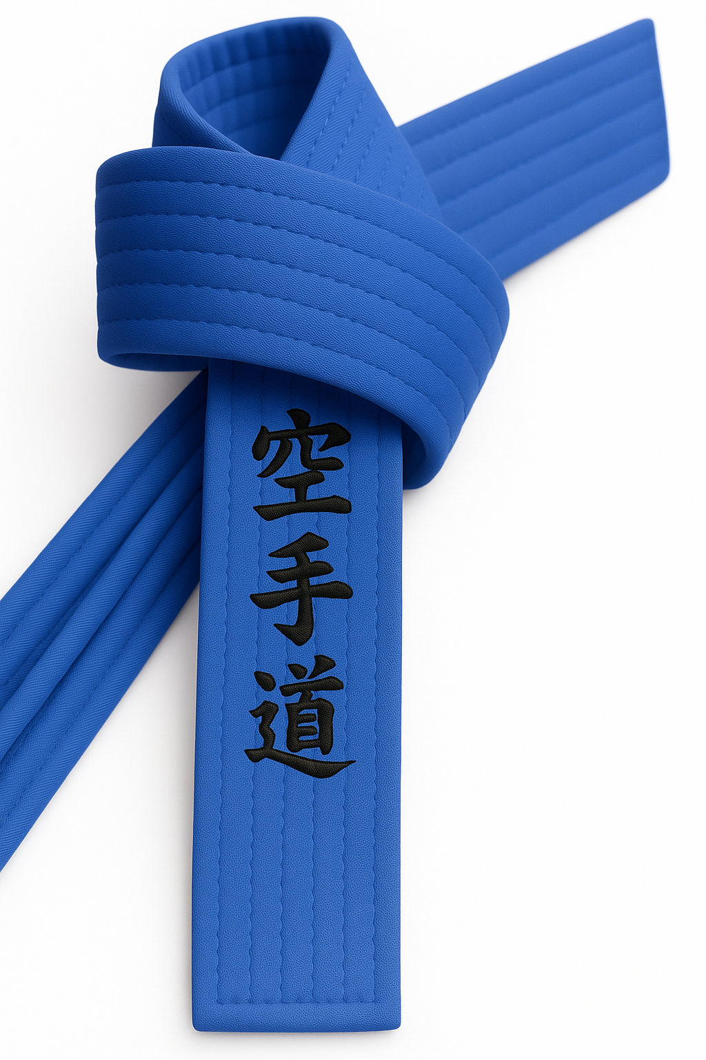 Karategürtel Blau bestickt - Karate Do Schriftzeichen jananisch - Blaugurt mit Kanji Bestickung