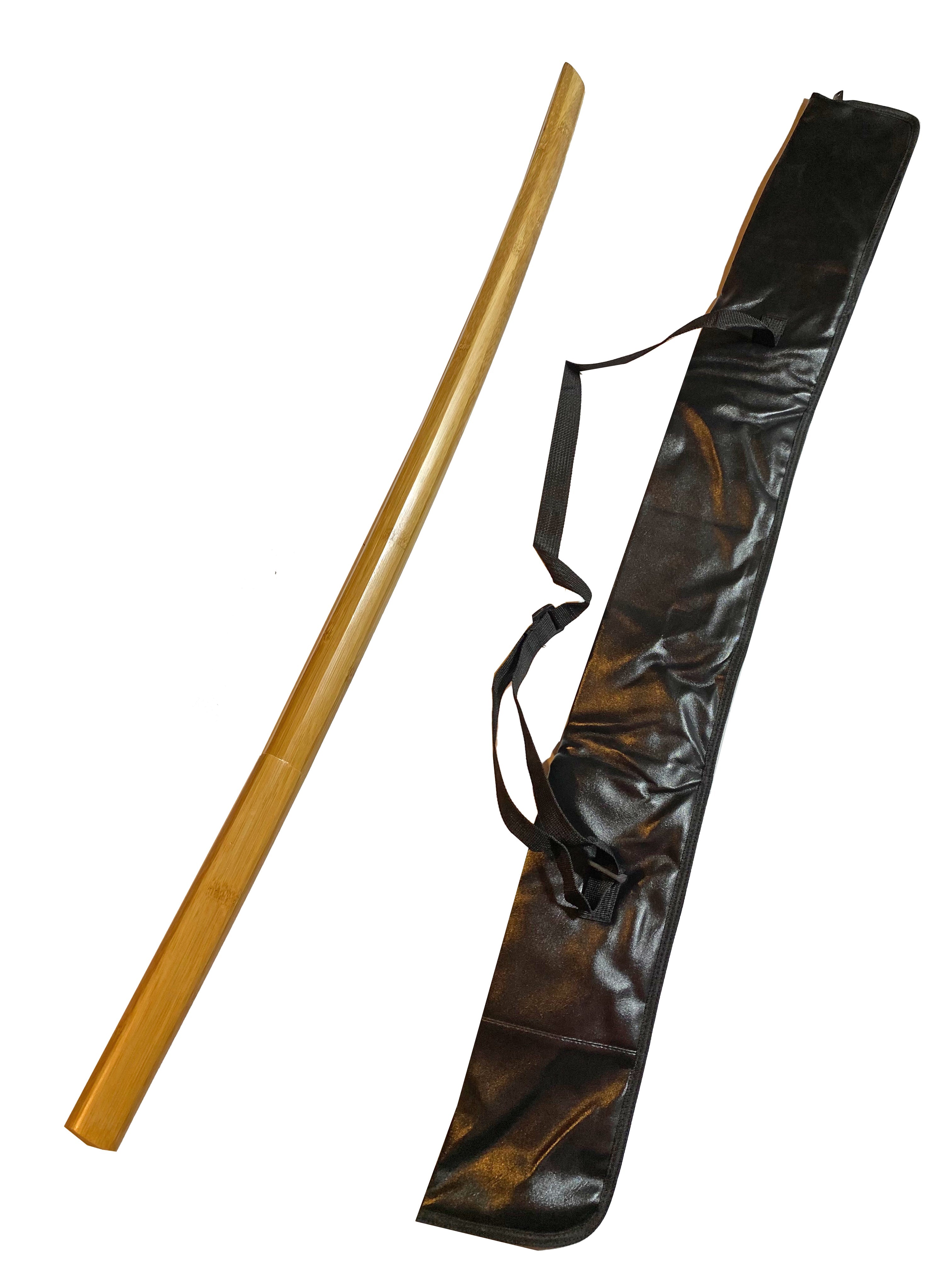 SET Bokken Bambus mit Waffentasche - 102 cm mit Tsuba - Trainingsschwe   TEKKA BUDO