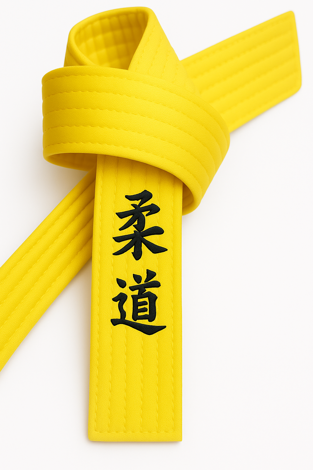 Judogürtel Gelb bestickt - Judo Schriftzeichen jananisch - Gelbgurt mit Kanji Bestickung
