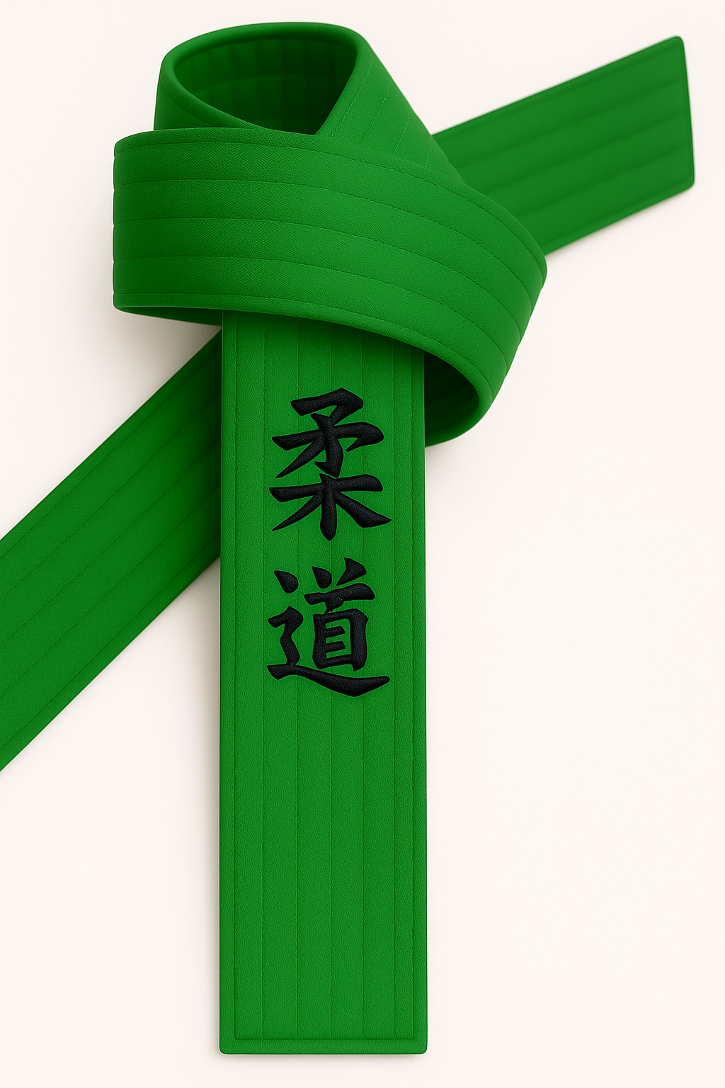 Judogürtel Grün bestickt - Judo Schriftzeichen jananisch - Grüngurt mit Kanji Bestickung