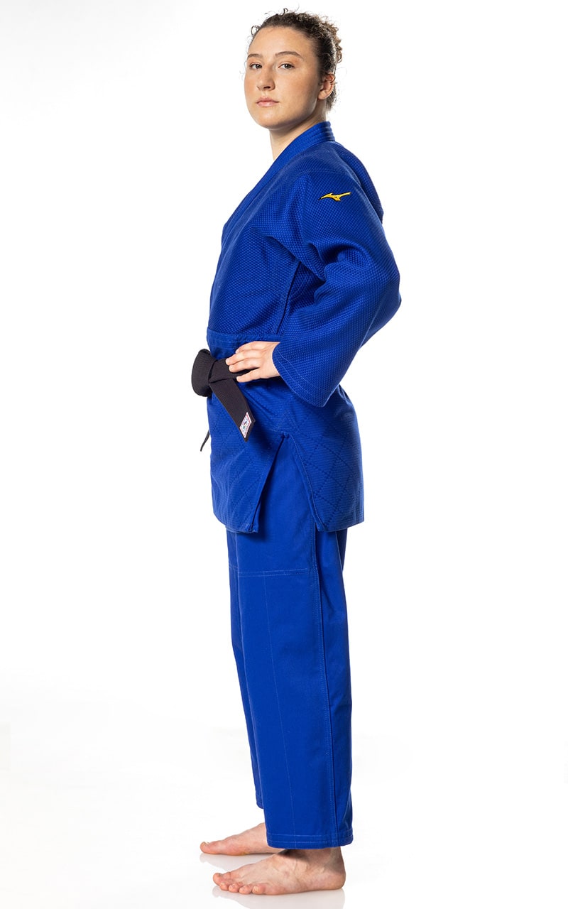 MIZUNO Judoanzug Yusho lll IJF blau - 750g Mischgewebe - Profi Judo Gi SET Judojacke, Judohose mit Schnürbund