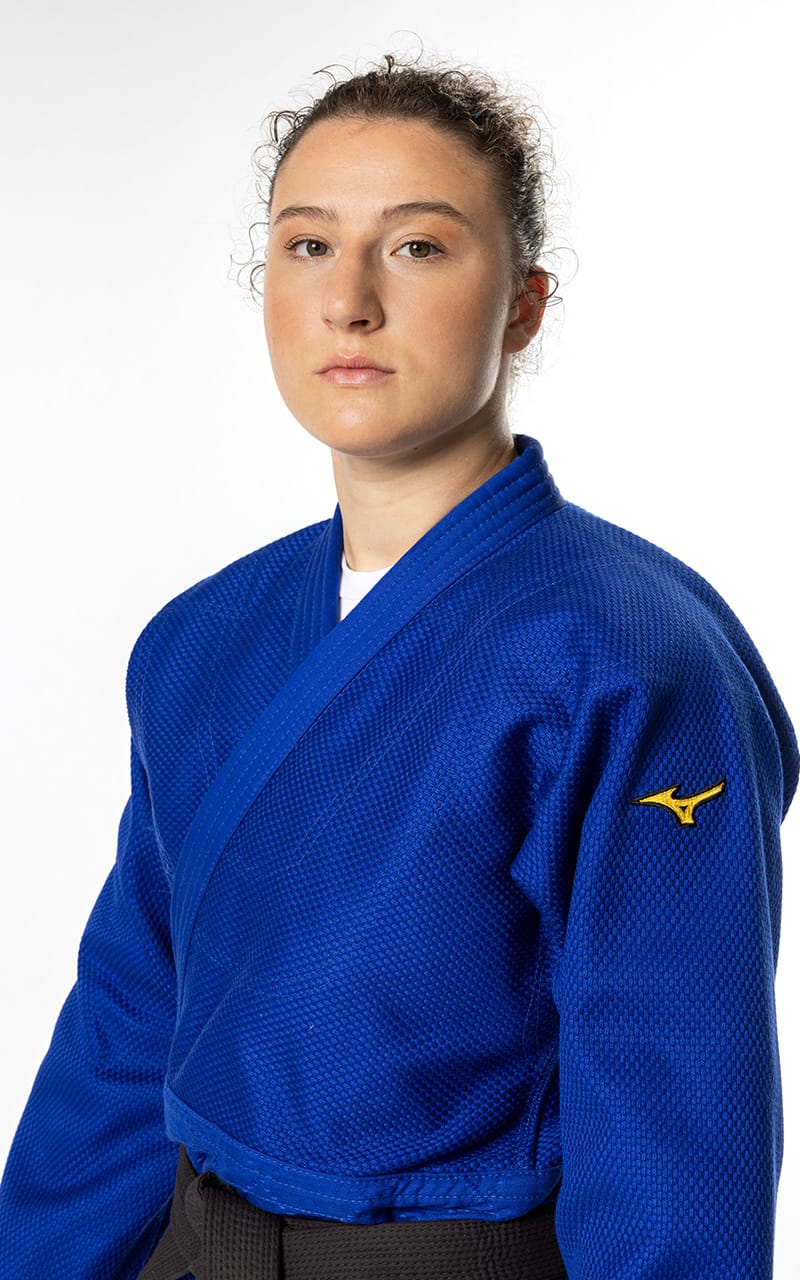 MIZUNO Judoanzug Yusho lll IJF blau - 750g Mischgewebe - Profi Judo Gi SET Judojacke, Judohose mit Schnürbund