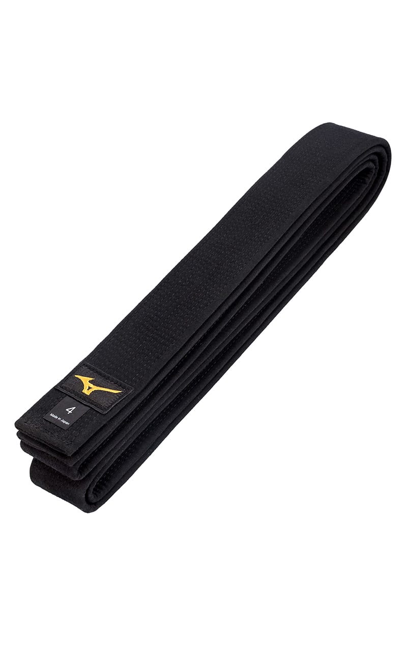 MIZUNO Judogürtel Kuro IJF schwarz - Made in Japan - 4,5 cm Breite - Schwarzgurt Mattschwarz Baumwolle