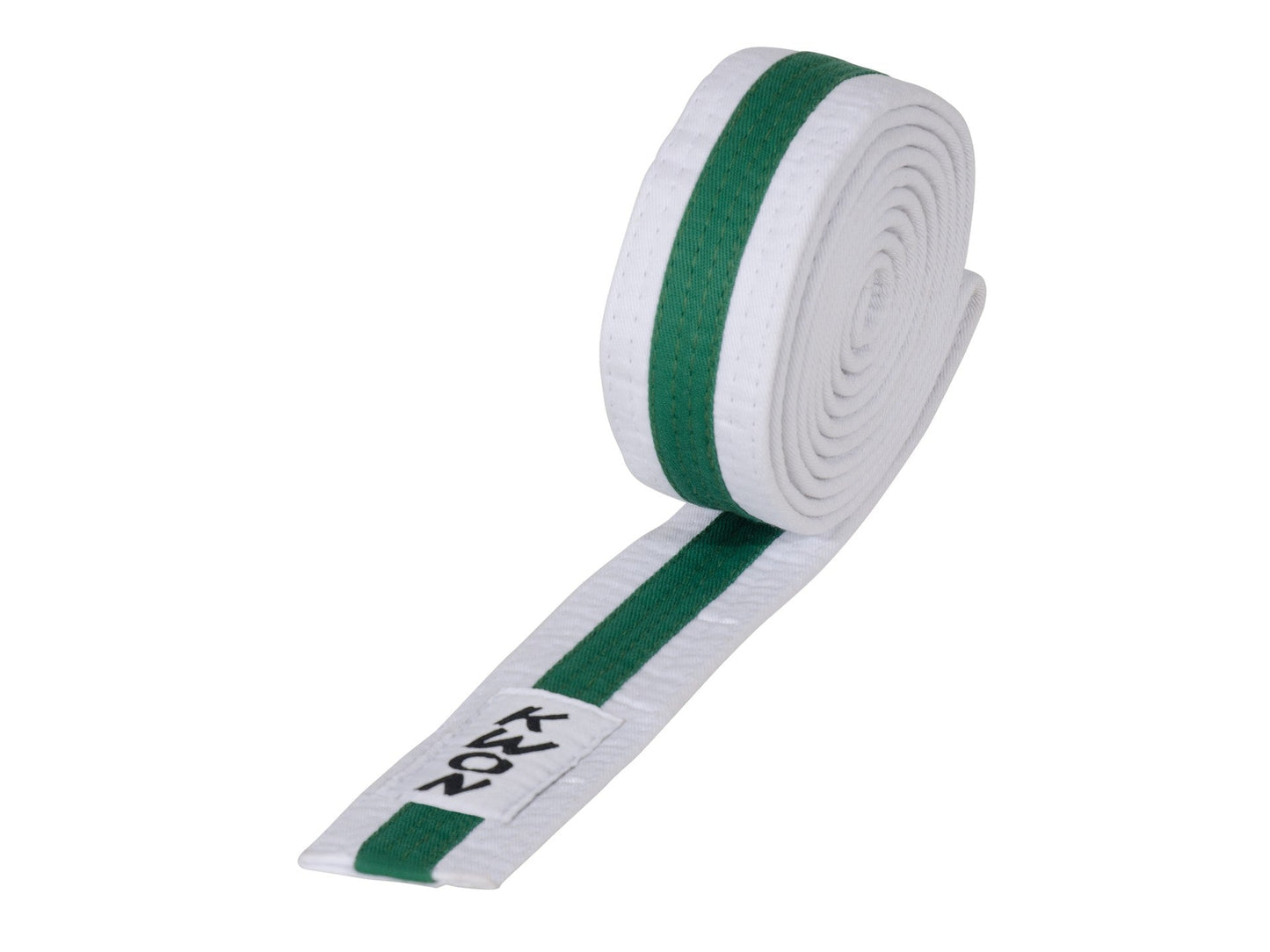 KWON (R) Budogürtel weiß/grün/weiß Kampfsportgürtel mit Mittelstreifen