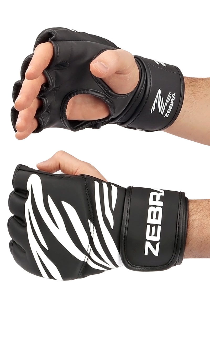 ZEBRA MMA Handschuhe Training schwarz - Extra langer Klettverschluss