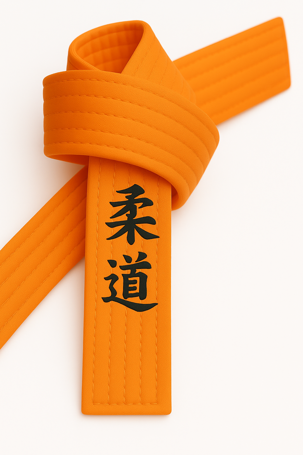 Judogürtel Orange bestickt - Judo Schriftzeichen jananisch - Orangegurt mit Kanji Bestickung