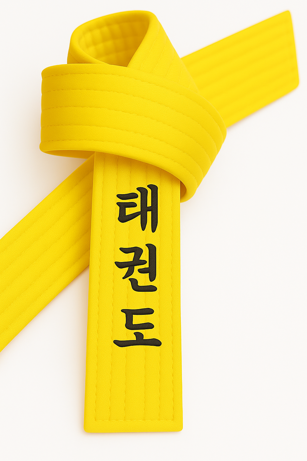 Taekwondo Gürtel Gelb bestickt - TKD Schriftzeichen koreanisch - Gelbgurt mit Kanji Bestickung