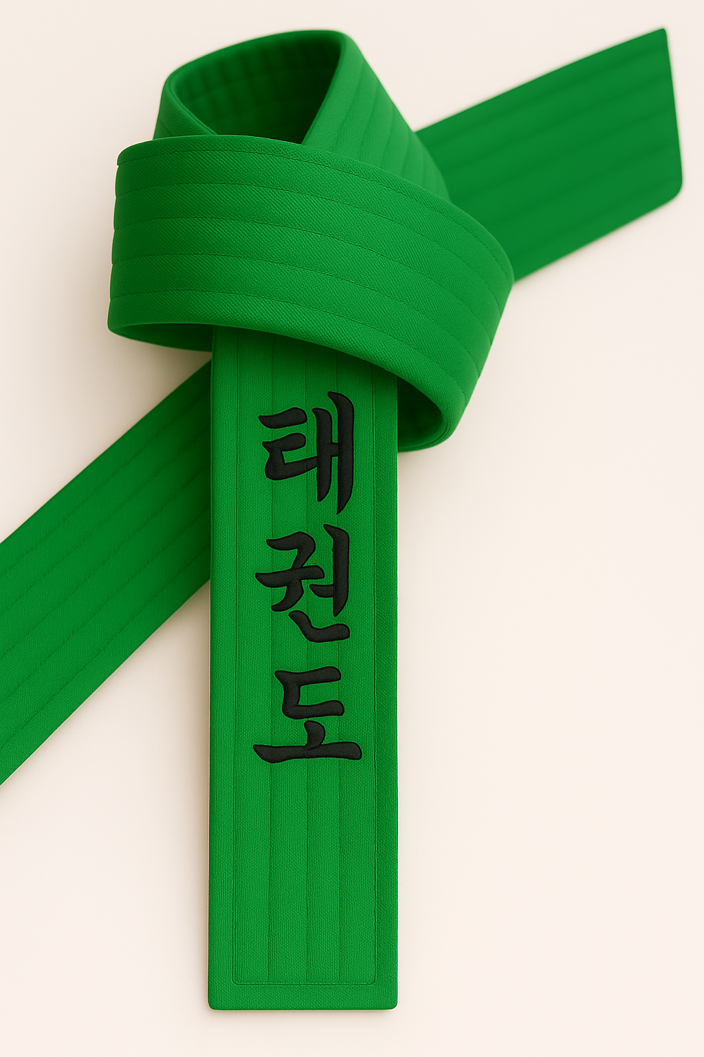 Taekwondo Gürtel Grün bestickt - TKD Schriftzeichen koreanisch - Grüngurt mit Kanji Bestickung