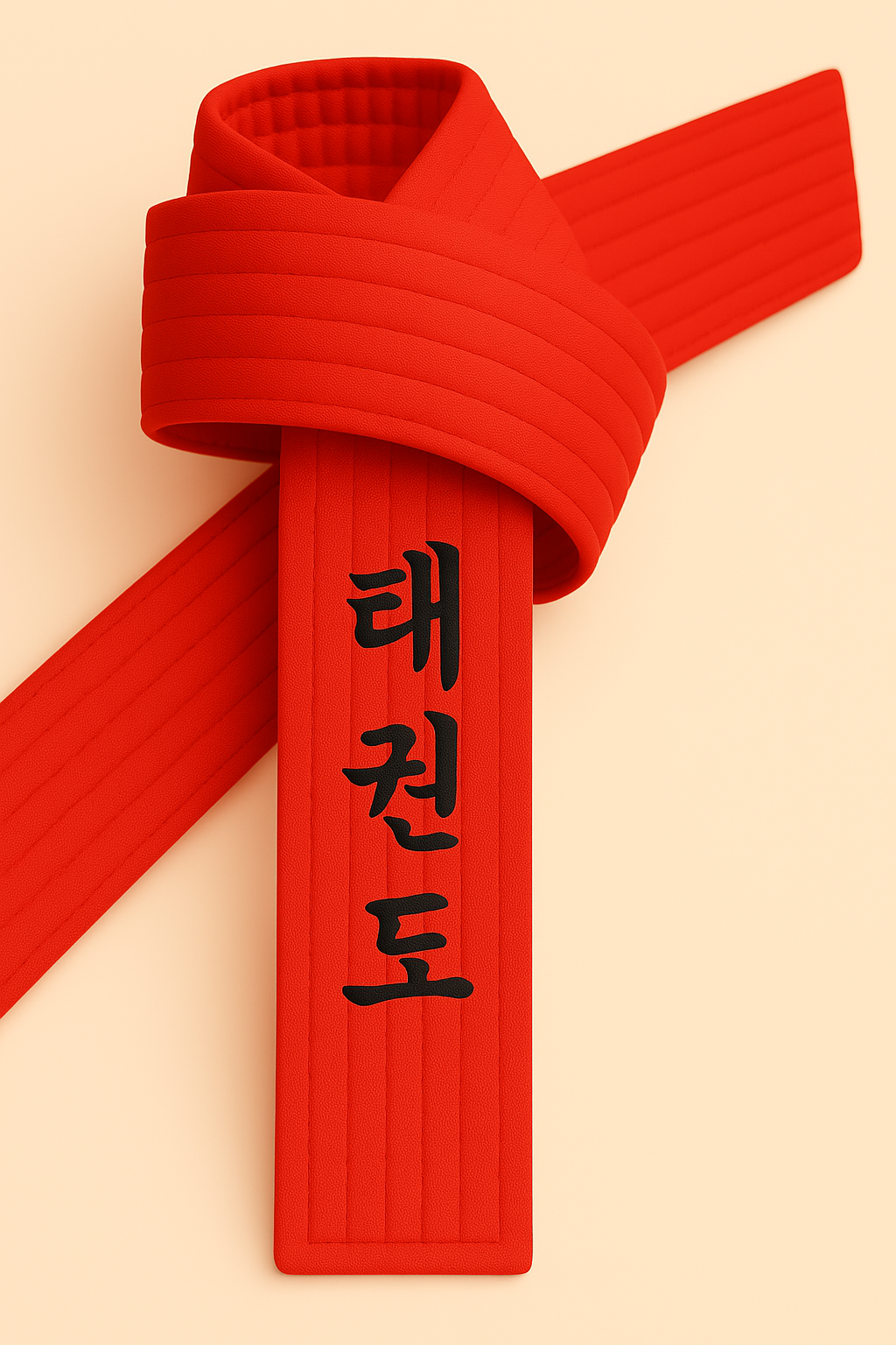 Taekwondo Gürtel Rot bestickt - TKD Schriftzeichen koreanisch - Rotgurt mit Kanji Bestickung