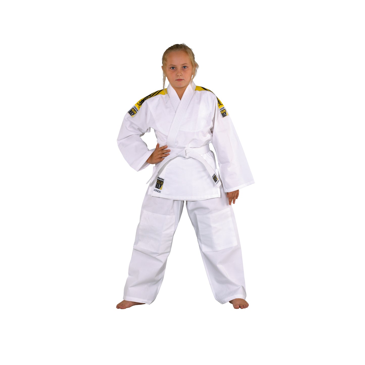 KWON (R) Judoanzug - Clubline Junior - weiß - Kinder Judo Gi - Schulterstreifen