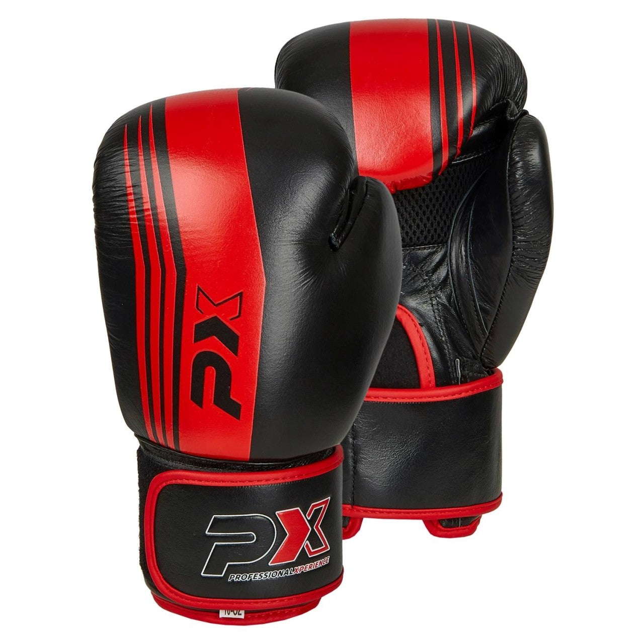 PX Boxhandschuhe schwarz-rot Leder 8-16 Oz - Gepolsterte Trainingshandschuhe