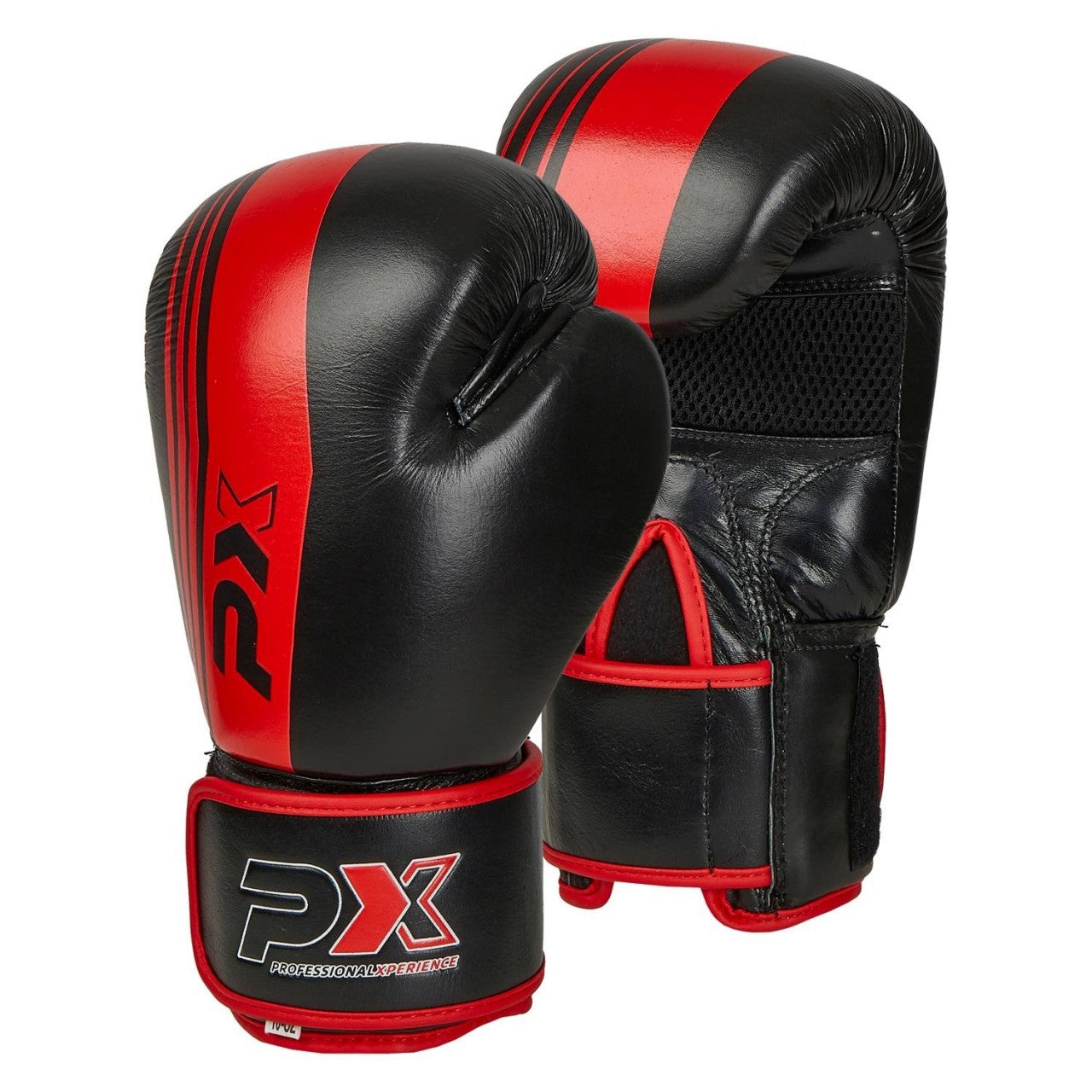 PX Boxhandschuhe schwarz-rot Leder 8-16 Oz - Gepolsterte Trainingshandschuhe