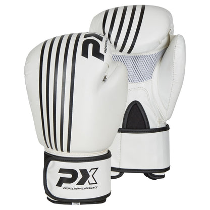 PX Boxhandschuhe SPARRING, Kunstleder weiß-schwarz 8-16 Oz - Gepolsterte Trainingshandschuhe