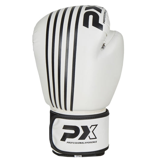 PX Boxhandschuhe SPARRING, Kunstleder weiß-schwarz 8-16 Oz - Gepolsterte Trainingshandschuhe