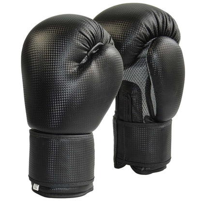 TEKKA BUDO Boxhandschuhe Carbon Optic schwarz Mesh grau 8-12 Oz - Gepolsterte Trainingshandschuhe