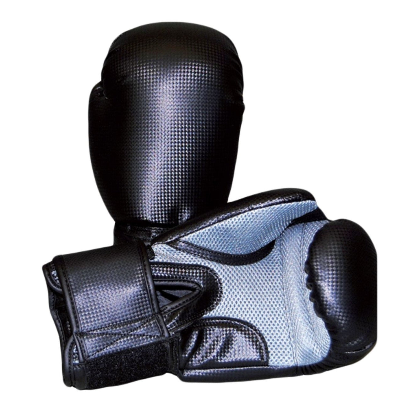 TEKKA BUDO Boxhandschuhe Carbon Optic schwarz Mesh grau 8-12 Oz - Gepolsterte Trainingshandschuhe