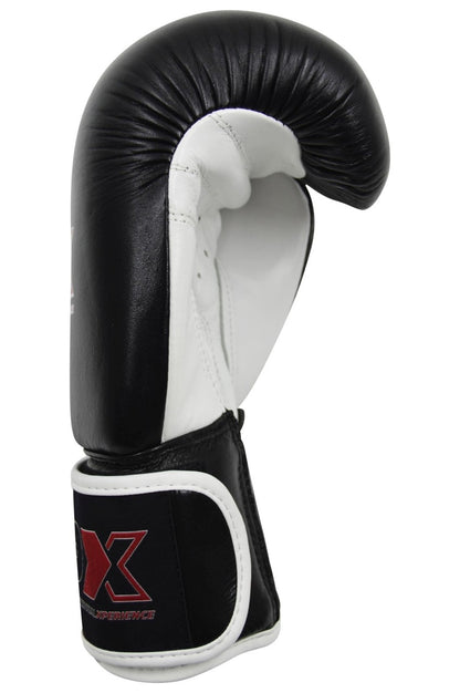 PX Boxhandschuhe schwarz-weiß Leder 8-16 Oz - Gepolsterte Trainingshandschuhe