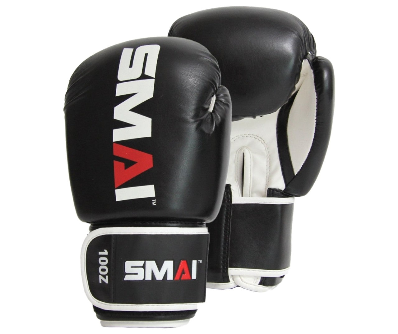 SMAI PU Boxhandschuhe, schwarz-weiß – ergonomische Passform