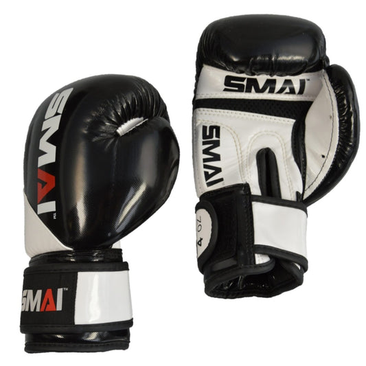 SMAI Kids PU Boxhandschuhe, schwarz-weiß – ergonomische Passform