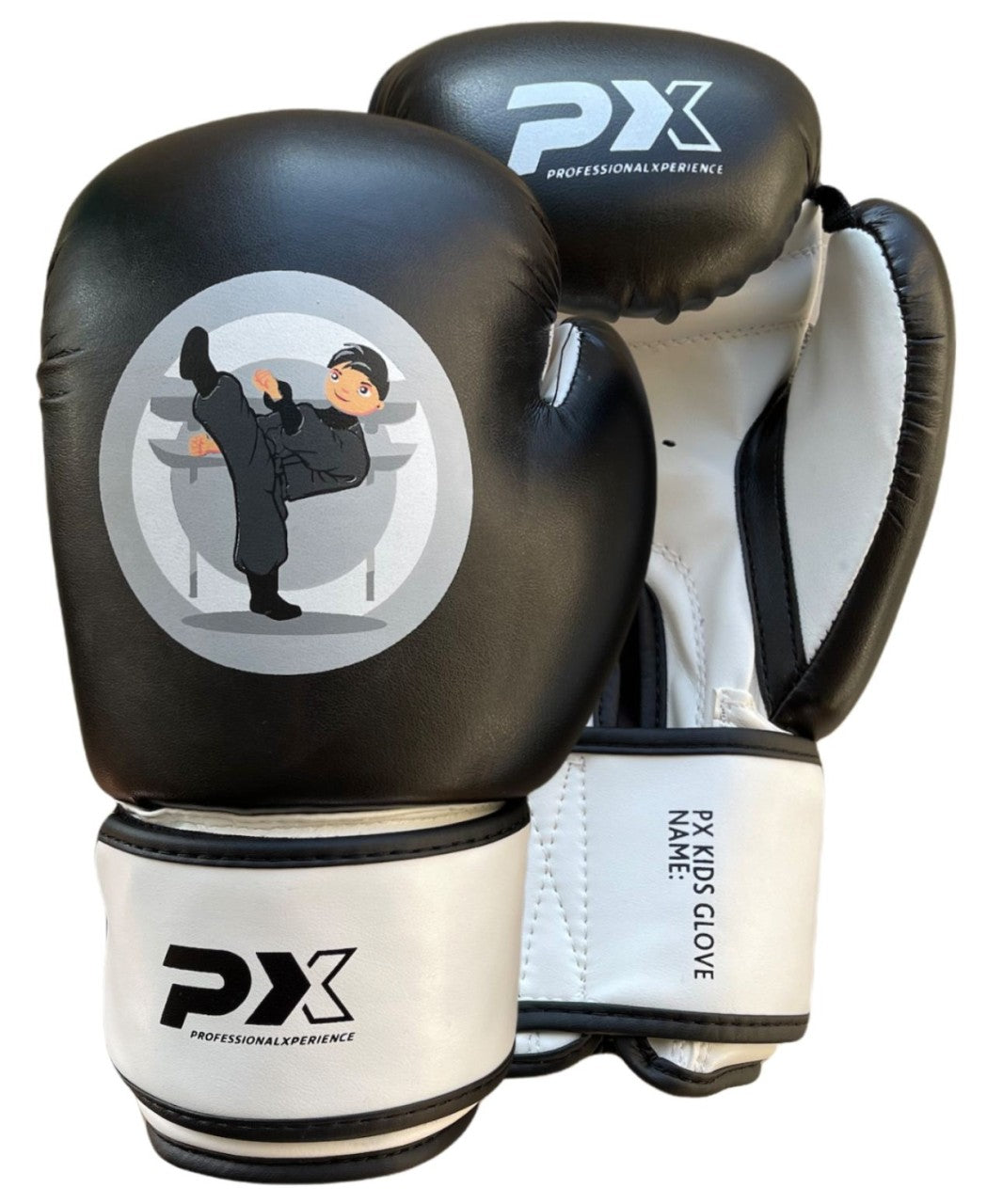 PX "Kids Glove Boys" Boxhandschuhe schwarz-weiß 2-8 Oz - Gepolsterte Trainingshandschuhe