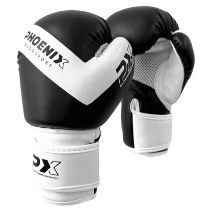 PX Kinder Boxhandschuhe Kids Glove schwarz-weiß mit Klettverschluss