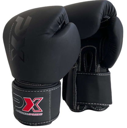 PX Boxhandschuhe CONTEST Leder schwarz 8-16 Oz - Gepolsterte Trainingshandschuhe