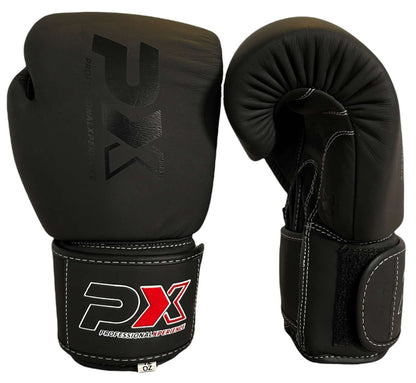 PX Boxhandschuhe CONTEST Leder schwarz 8-16 Oz - Gepolsterte Trainingshandschuhe