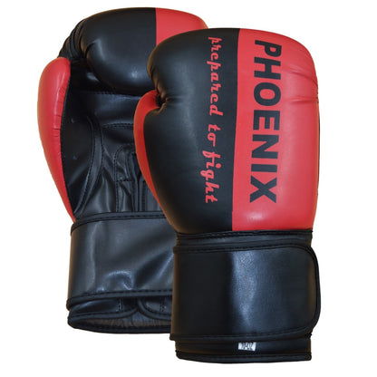 PX Boxhandschuhe "Prepared to Fight" Kunstleder schwarz-rot 2-16 Oz - Gepolsterte Trainingshandschuhe