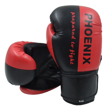 PX Boxhandschuhe "Prepared to Fight" Kunstleder schwarz-rot 2-16 Oz - Gepolsterte Trainingshandschuhe