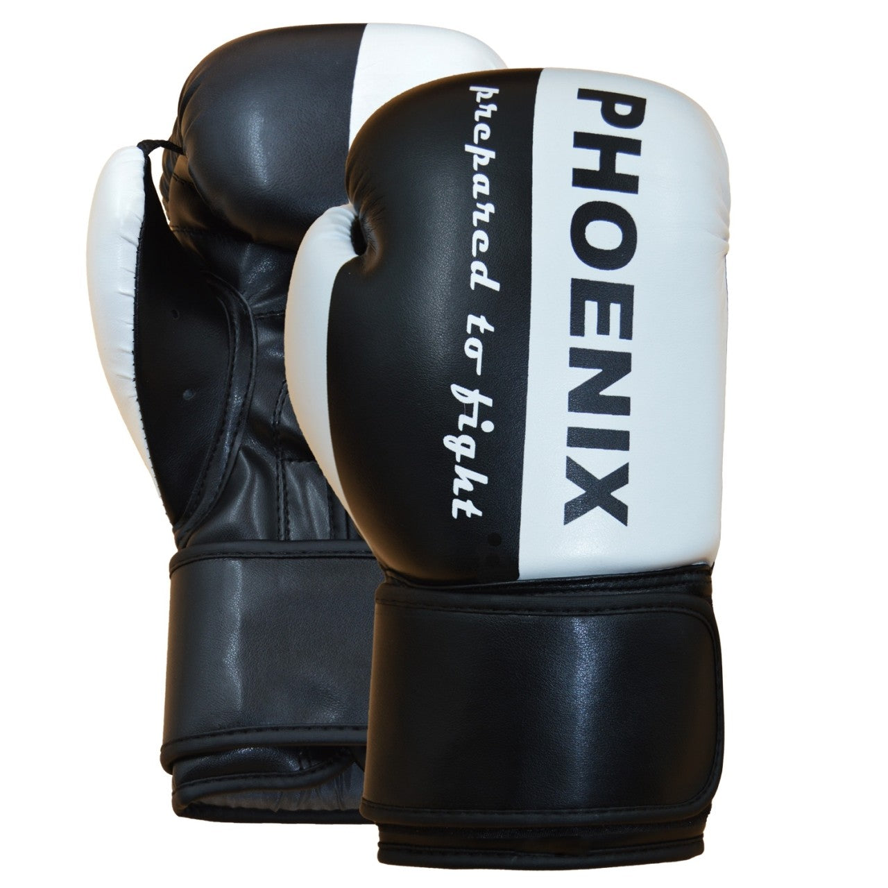 PX Boxhandschuhe "Prepared to Fight" Kunstleder schwarz-weiß 2-16 Oz - Gepolsterte Trainingshandschuhe