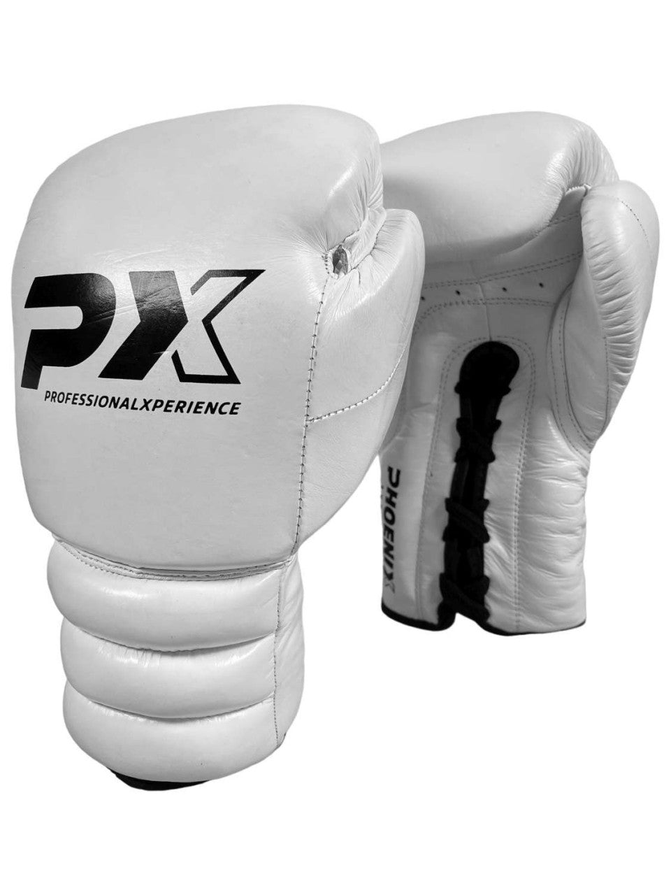 PX Wettkampf Boxhandschuhe Leder weiß 10-16 Oz - Gepolsterte Trainingshandschuhe