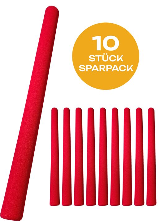 10er Pack Escrima Safety Trainingsstock 50 cm rot mit Schaumstoffbezug