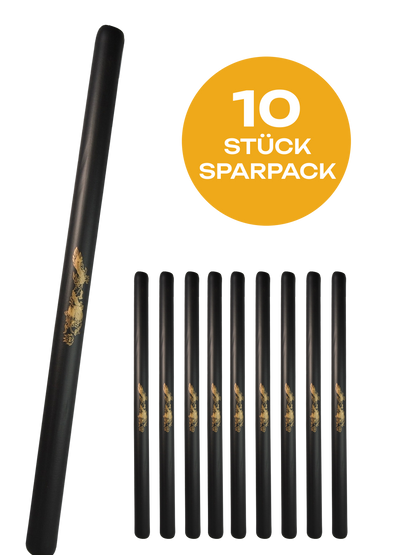10er Pack Escrima Safety Trainingsstock 65 cm schwarz Drachenmotiv mit Schaumstoffbezug