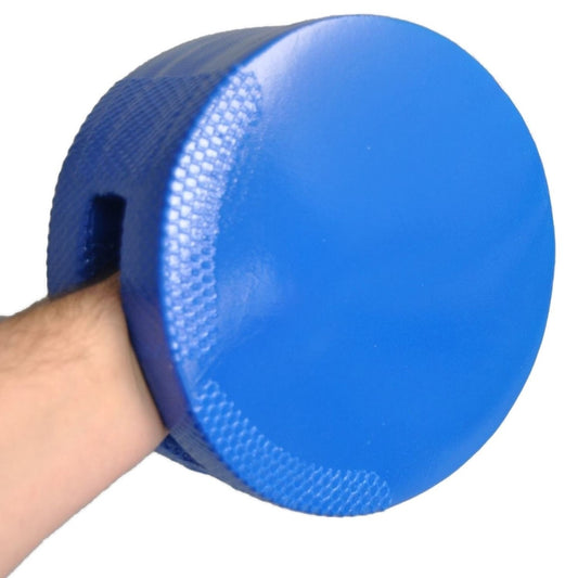 TEKKA BUDO Handpratze Soft Double - Rund 20 cm - Zweiseitige Pratze weich - Schaumstoff blau