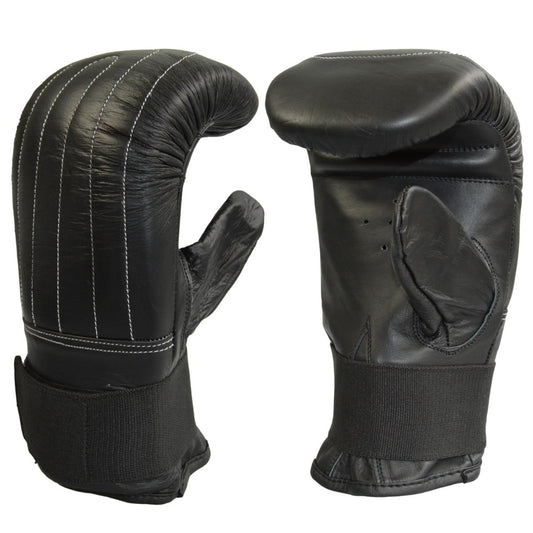 Sandsackhandschuhe Leder schwarz – ergonomische Passform, mit Klettverschluss