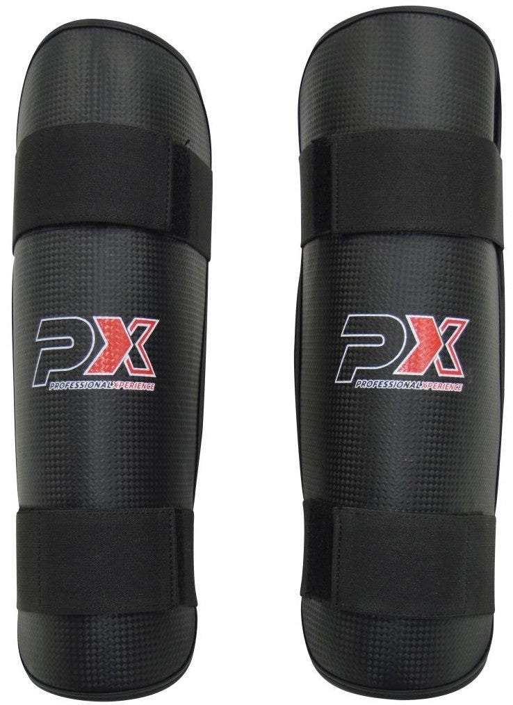 PX Schienbeinschützer Carbon Look schwarz - Karate, Taekwondo, Kickboxen - Kampfsport Schützer