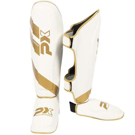 PX Schienbein-Spannschutz FIGHT PRO Kunstleder, weiß ergonomische Passform – geeignet für