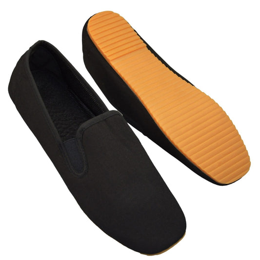 Kung Fu Schuhe schwarz mit Gummisohle, Trainingsslipper