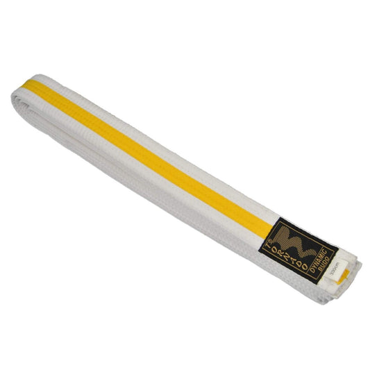 Judogürtel weiß-gelb - zweifarbig - 4 cm breit - Weiß-Gelb-Gurt Mittelstreifen